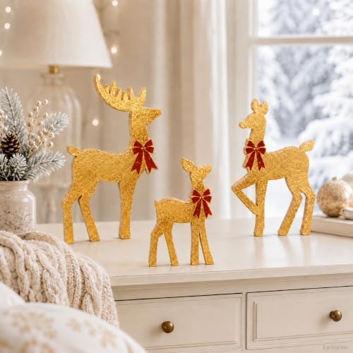 Christmas Reindeer Home Decor, 3pcs Farmhouse Christmas Decorations Indoor - Image 2