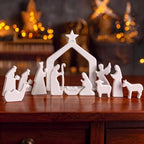 Ceramic 12Pcs Nativity Scene Set Figurine by NEROSUN