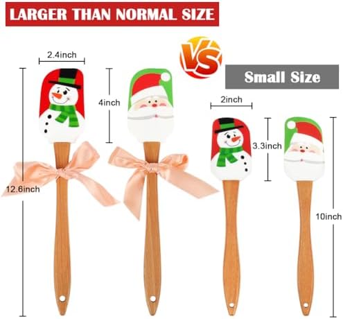 BOYAN Large Christmas Silicone Spatula with Wooden Handle for Baking, 2PCS - Image 3