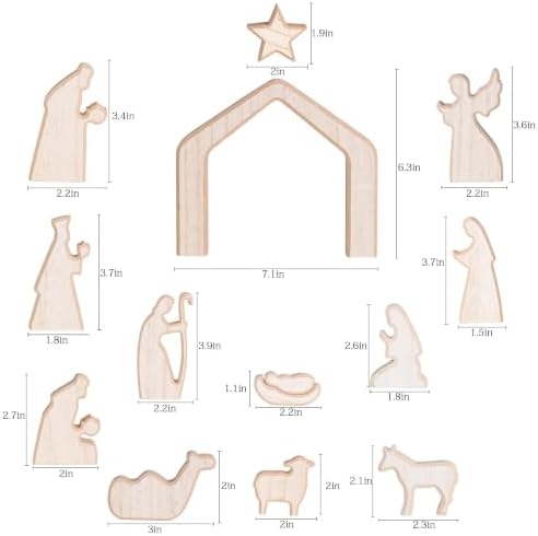 13Pcs Wooden Christmas Nativity Scene Set - Image 3