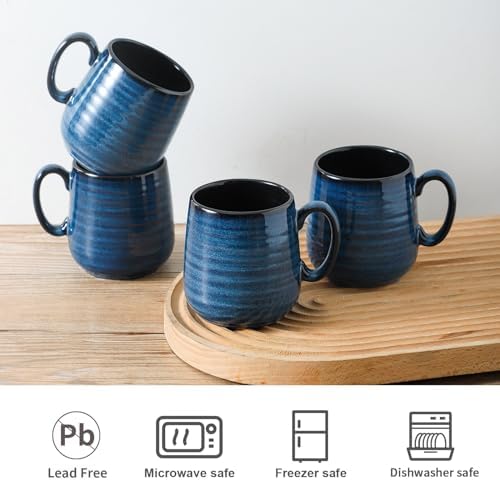 Hasense Small Coffee Mugs 8 oz, Ceramic Cappuccino Cups Set of 4, Espresso Mug with Handle for Latte, Tea, Milk and Mocha, Mini Cups for Gift, Dishwasher & Microwave Safe, Blue - Image 4