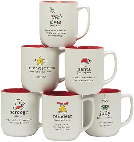 Certified International Christmas Fun Red Sayings 16 oz. Mugs, Set of 6 Assorted Designs - Image 2