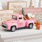 Pink Gingerbread Christmas Decor, Gingerbread Truck with House Candy Cane - Image 2