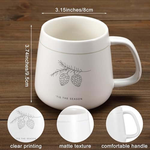 Newtay 4 Pcs Christmas Mugs White Ceramic Winter Snowflake Tree Holiday - Image 2