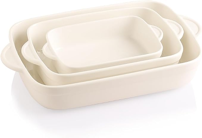 Sweejar Casserole Dishes for Oven, Ceramic Bakeware Set of 3, Lasagna Pan Deep by Sweejarco1949