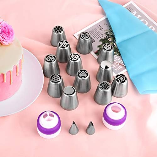 Russian Piping Tips Set, 47 Pcs Flower Cake Decorating Kit with Icing Bags - Image 7
