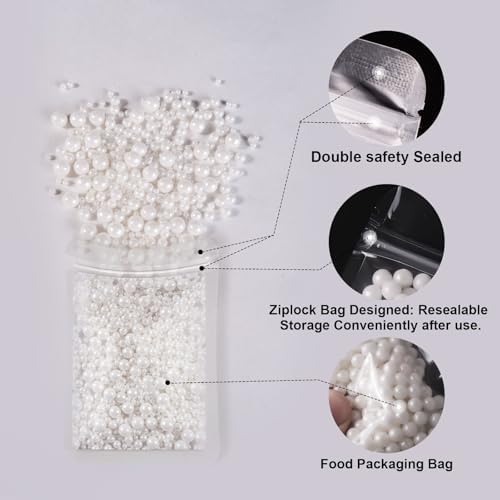 White Edible Cake Pearls Sprinkles with Claw Pen for Cake Decorating, 180g - Image 5