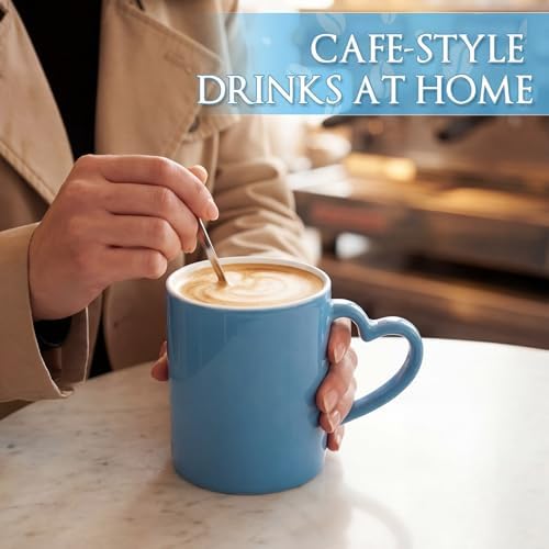 10oz Blue Ceramic Coffee Mugs Set of 6, Stackable Coffee Cups - Image 6