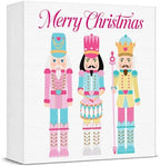 Pink Christmas Decor, Nutcracker Christmas Decorations Indoor, Merry Sign Gift for Women Friends, Rustic Farmhouse Wooden Box Sign for Home Shelf Office Bedroom Living Room Desk Decor 5x5 Inches by Unknown