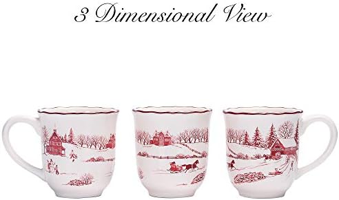 Bico Toile De Jouy Winter Wonderland Ceramic Mug Set of 4, Christmas Coffee Mugs, 16oz Holiday Cups for Tea, Cocoa, or Hot Drinks, Microwave & Dishwasher Safe - Image 2
