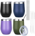 MEZMUT 12 Oz Insulated Wine Tumbler Bulk with Lid Wine Glass(Multi4,4 Pack) by MEZMUT