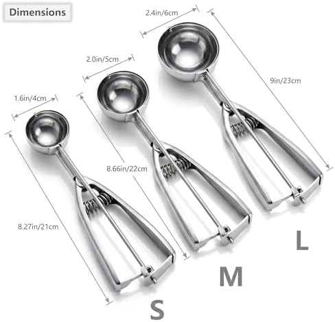 Ice Cream Scoop, 3Pcs Cookie Scoop Set, Stainless Steel Ice Cream Scooper with Trigger Release, Large/Medium/Small Cookie Scooper for Baking, Cookie Scoops for Baking Set of 3 with Cookie Dough Scoop - Image 2