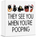 Christmas Bathroom Decor, Funny Black Cat Christmas Decorations, Bathroom Table Decoration They See You When You're Pooping Wooden Box Sign, Home Shelf Desk Decor for Toilet 5x5 Inches by Unknown