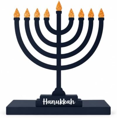 Hanukkah Sign, Metal Menorah Decor for Home Table, Mantel & Shelf by pechpell