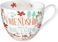 20 oz Floral Best Friend Coffee Mug, Premium Bone China Tea Cup with Meaningful Friendship Quote, Cute Soul Sister Gift for Women, Designed in England by Harvest Green Studio by MFoffice