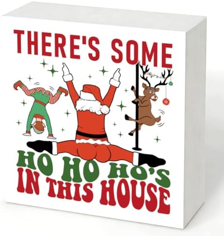 There's Some Ho Ho Ho's in This House Sign, Funny Christmas Wood Box Decor by Unknown