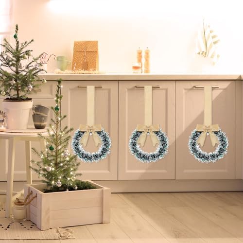 Retrowavy 12 Pcs Small Christmas Kitchen Cabinet Wreaths with Ribbon - Image 3