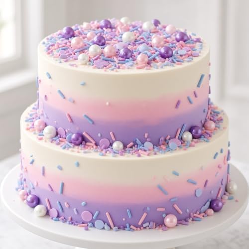 Purple Series Sprinkles Candy Mix Size Edible Pearls Cake Decorations Cupcake Toppers Cookie Decorating Perfect for Wedding Party Valentine Halloween Christmas Supplies 4.58OZ - Image 3