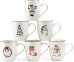 LEHAHA Christmas Coffee Mug Set of 6 – 16 oz Holiday Theme Ceramic Coffee Cups Perfect for Latte, Tea or Milk, walter,Winter Beverage,Give as a Christmas Gift to Family or Friends. by LEHAHA
