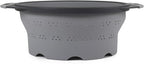 Dexas 8" Collapsible Silicone Colander in Cool Grey, Kitchen Strainer by Dexas