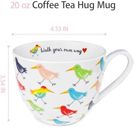 Birds Mugs for Daily Coffee and Tea, Premium 20 oz Bone China Coffee Tea Hug Mug, Perfect Holiday, Birthday and Christmas Gift for Bird Lovers, Designed in England by Harvest Green Studio - Image 3