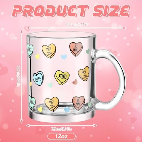Maxcheck 6 Pack 12 oz Valentines Day Heart Glass Coffee Mugs with Handle - Image 2