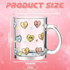 Maxcheck 6 Pack 12 oz Valentines Day Heart Glass Coffee Mugs with Handle - Image 2