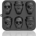 HKNMTT Halloween Silicone Molds for Baking Extra large, 6 Cavities 3D Skull Cake Pizza Soap Pan Molds, Nonstick Halloween Skeleton Mold for Ice Cupcake by HKNMTT