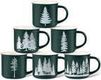 Jinei 6 Pcs Christmas Coffee Mug Ceramic Cups, Dark Green by Jinei