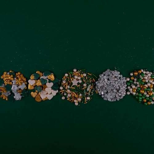 Confect Christmas Sprinkles | White, Grey, Gold & Holly Green Mix | Edible Pearl, Heart & Flower Shaped Sprinkles | Holiday Cake & Cupcake Decorations- 5 Oz - Image 6