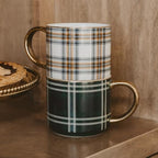 Sweet Water Decor Navy & Green Plaid Coffee Mug, 14oz Fine Bone China Cup - Image 5