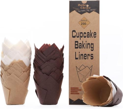 Bake Choice 200pcs Tulip Cupcake Liners, Standard Size, Mix Color by BakeChoice