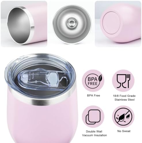 MEZMUT 12 Oz Insulated Wine Tumbler with Lid Wine Glass Cup(Light Purple,1) - Image 4