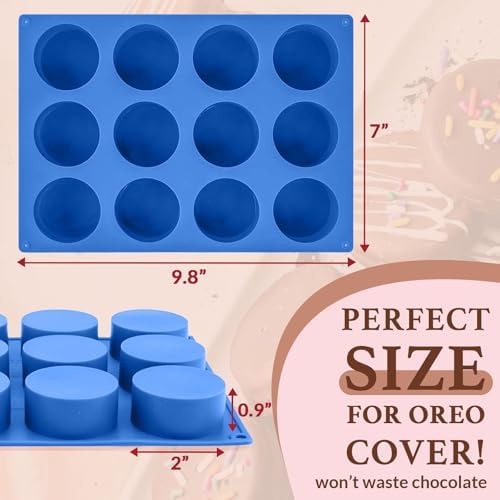 HKNMTT Silicone Round Cookie Mold, 4 PCS Candy Chocolate Moulds, 12-Cavity Cylinder Non-Stick Food Grade BPA Free Moulds for Making Handmade Soap Mini Cake Jelly Brownie Pudding Jello - Image 4