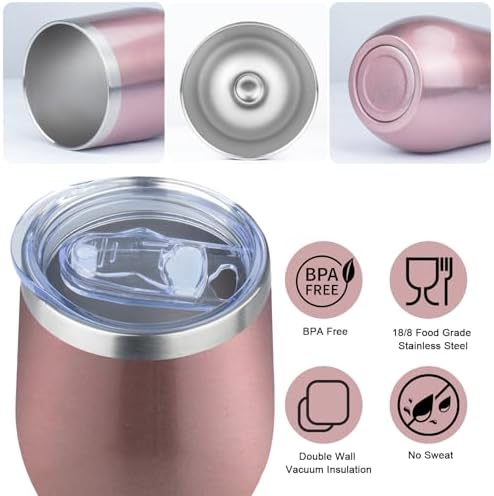 MEZMUT 120oz Insulated Wine Tumbler with Lid Wine Glass(Rose Gold,4 Pack) - Image 2