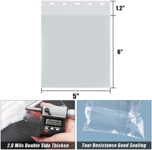 SUREHOME Cookie Bags Cellophane Clear Individual Treat for Cookies, 5x6 Inch Gift Giving Packaging, 100PCS Plastic Self Adhesive Wrappers Candy Bag - Image 6