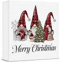 Christmas Decorations, Christmas Gnomes Decorations Indoor, Red Glitter Xmas Tree Sign Gift for Women Friends, Rustic Wooden Box Sign for Home Shelf Office Bedroom Desk Decor 5x5 Inches by Unknown