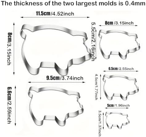 MrCookie Pig Cookie Cutters Set, 5pc Thickened Stainless Steel. - Image 2