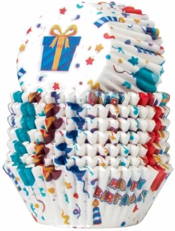 200 Paper Cupcake Liners, Muffin Liners or Baking Cups for Desserts, Muffins, Cupcakes and More Treats; Grease Proof, No Smell, Food Grade, Nut Serving Containers (Birthday) - Image 3