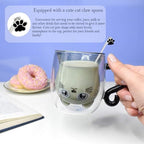 Black Cat Mug Cute Mug with Handle Double Walled Coffee Mugs Kawaii Cat Presents for Women Glass Mugs Tea Cup Cute Birthday Gifts for Cat Lovers Ideas Halloween Christmas - Image 3
