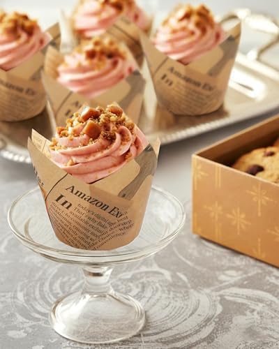 Bake Choice 200pc Standard Tulip Cupcake Liners for Baking, Newspaper Print - Image 6