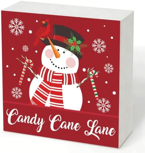 Candy Cane Lane Wood Box Sign, Festive Christmas Decor for Tabletop Shelf by Unknown