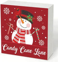Candy Cane Lane Wood Box Sign, Festive Christmas Decor for Tabletop Shelf by Unknown