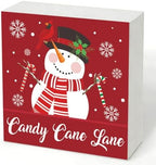 Candy Cane Lane Wood Box Sign, Festive Christmas Decor for Tabletop Shelf by Unknown