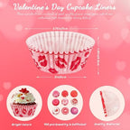 SANNIX 450pcs Valentine's Day Cupcake Liners, Red Pink Love Baking Cups Cupcake Wrappers Paper Wraps Muffin Liners for Valentines Day Wedding Birthday Party Candy Cake Decorations Supplies - Image 2