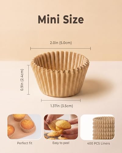 Bake Choice 400pcs Mini Cupcake Liners for Baking, Muffin Liners - Image 2