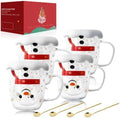 LIBWYS 4pcs Snowman Christmas Mugs, 13 oz Double Walled Coffee Mugs with Snowflake Lid, Heat Resistant mugs set for Hot Cocoa and Latte, Christmas Gift for Family, Friend by LIBWYS