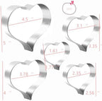 5PCS Large Heart Cookie Cutter 5" 3.78" 3.1" 2.35" 1.61" Heart Cookies Molds Stainless Steel Cutter Set for Mother's Day, Father's Day, Valentine's Day - Image 2