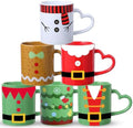 Set of 6 Christmas Coffee Mugs 10 OZ Ceramic Cups Santa Snowman by Pickmesh