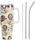 Thanksgiving Tumbler with Handle and Straw Lid 40 oz,Cute Thankful Thanks Turkey Pumpkin Gifts for Women Vacuum Insulated Leak Proof Tumbler,Winter Holiday Accessories Stainless Steel Coffee Cup Mug by Unknown
